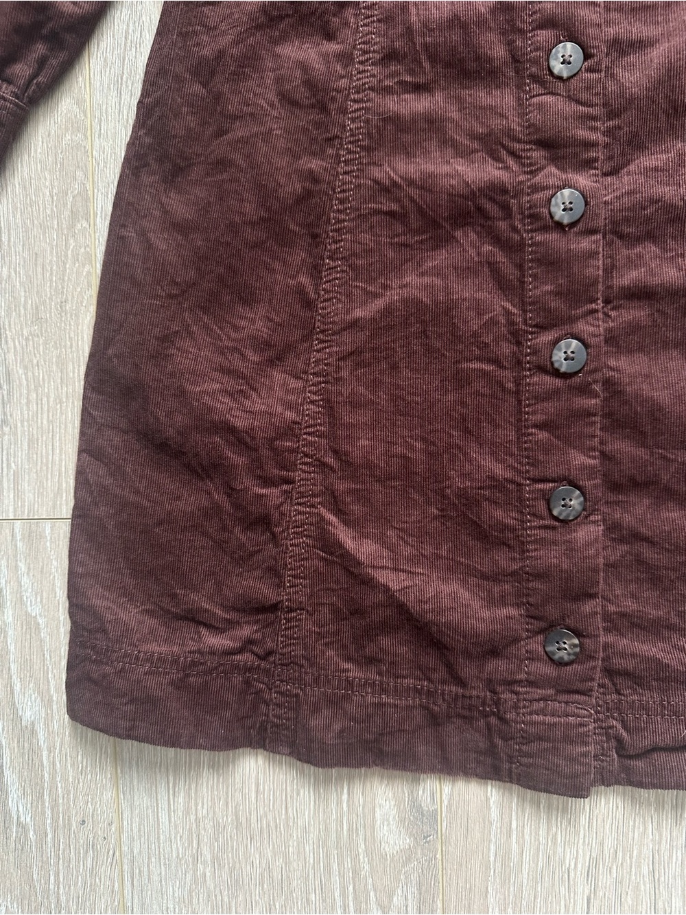 Madewell Dress Corduroy Seamed Long-Sleeve Mini Button Front Western Brown Sz 00 - Picture 7 of 13